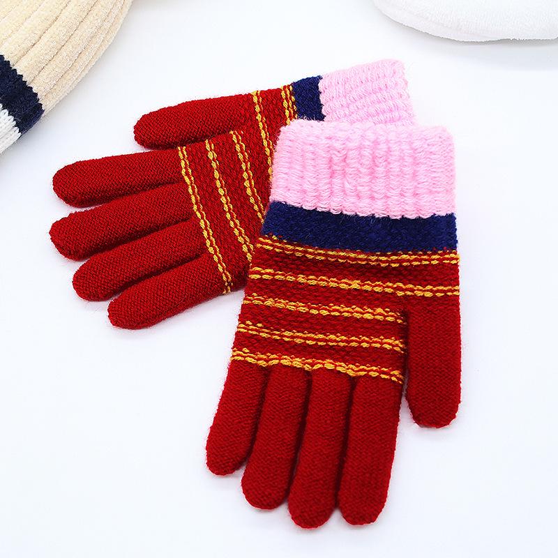 Детские зимние варежки без пальцев с мультяшным котенком - Теплые, милые, вязаные под кашемир для учеников начальной школы