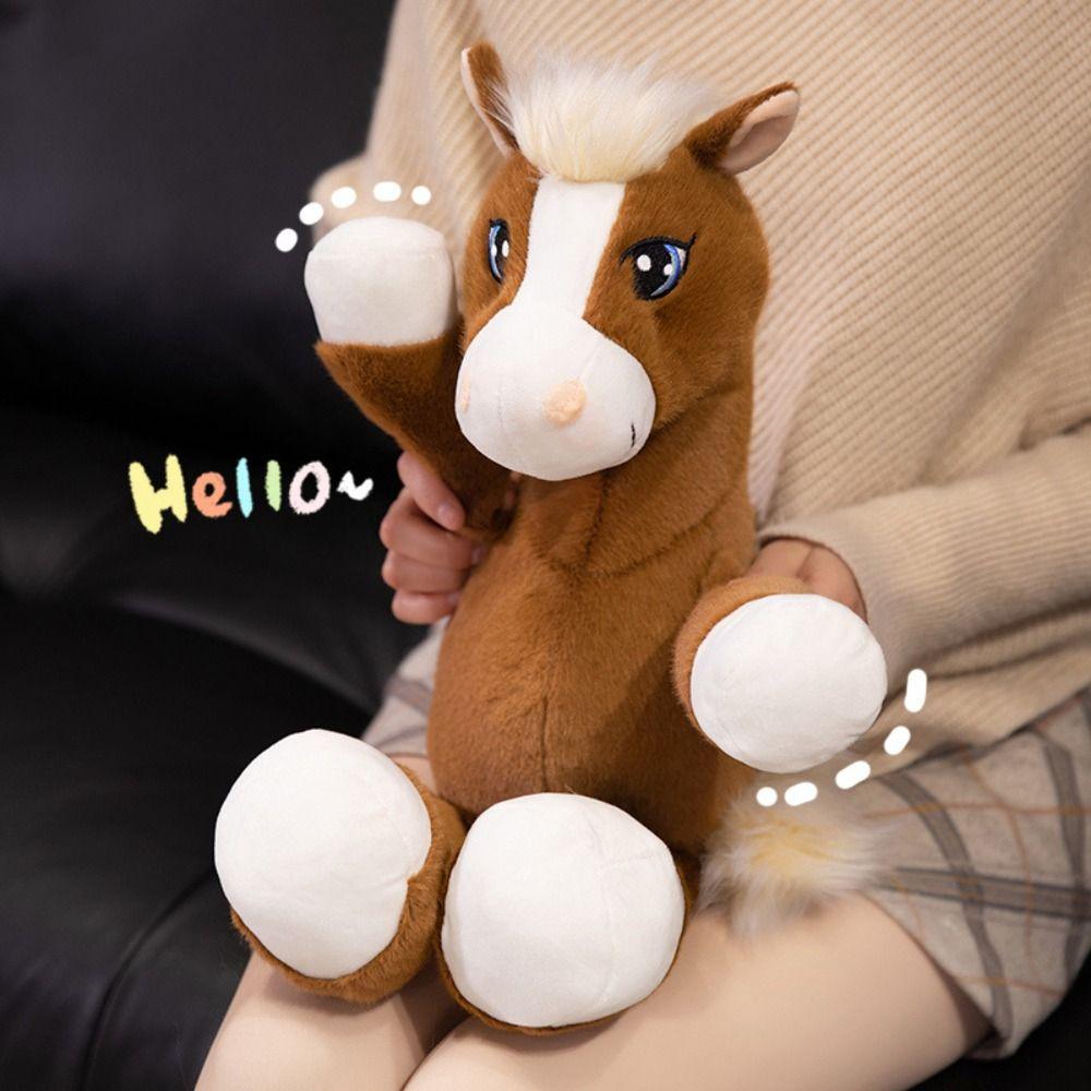 Long Tail Sitting Foal Plush Doll Simulation Cartoon Horse Stuffed Toy Easter Gifts