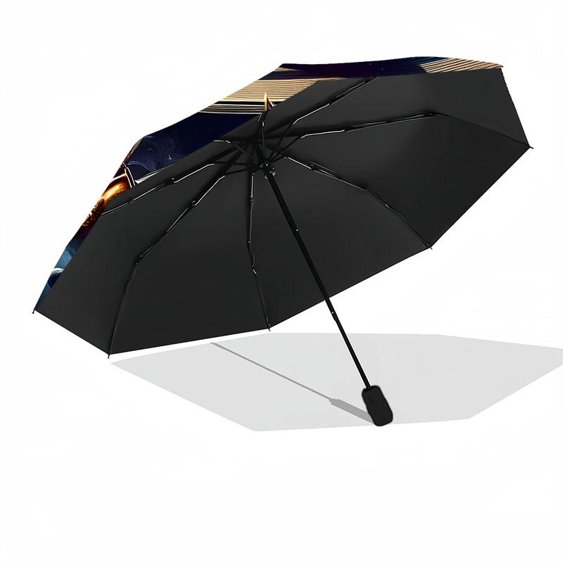 Space Symphony Portable Automatic Umbrella Sturdy 8-Rib Shaft Durable Plastic & Iron Travel Essential Fashionable Spiritual Gift