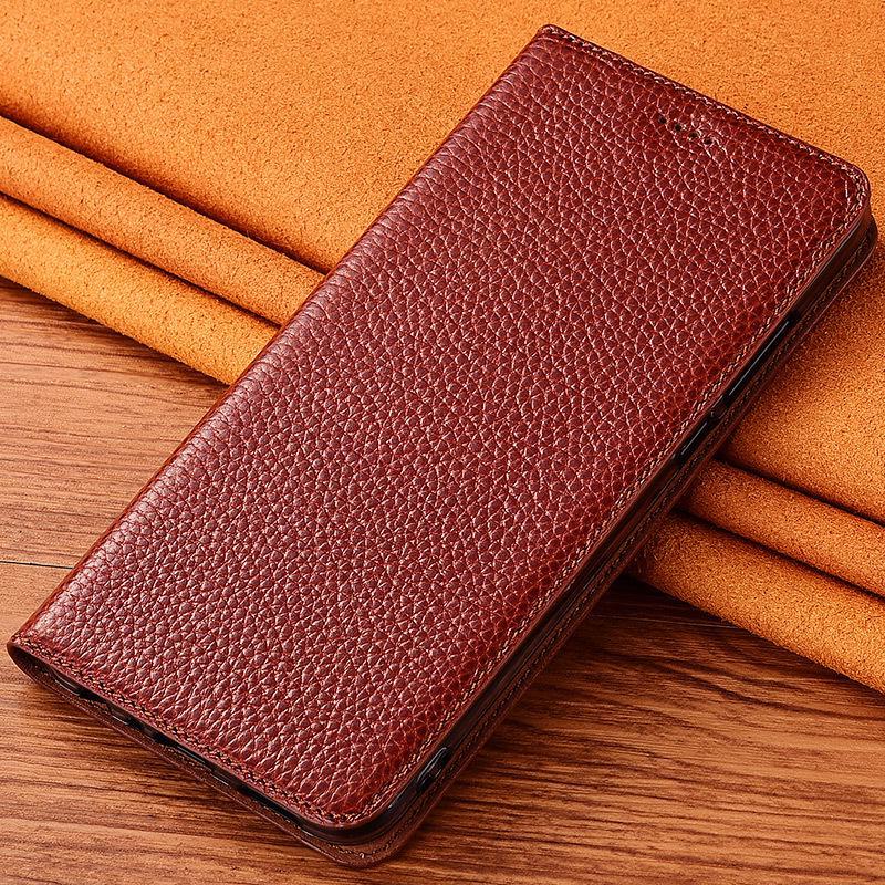 Чехол-книжка из натуральной кожи для Vivo X100pro с защитой от падений