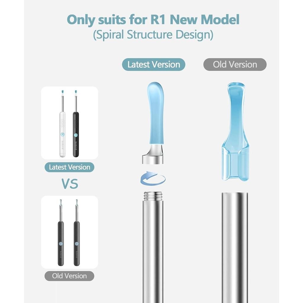 Сменные насадки Bebird для ушной камеры R1, 8 шт. Водонепроницаемые силиконовые ушные ложки для влажной/сухой очистки ушной серы, Оригинальный набор насадок Bebird для чистки ушей для