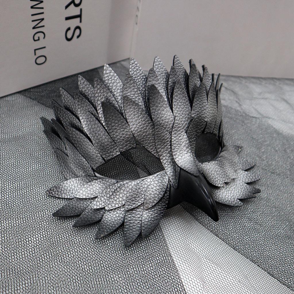 Halloween High End Half Face Leather Feather Beak Mask Party Costume Prop Fun For Bar And Masquerade Events