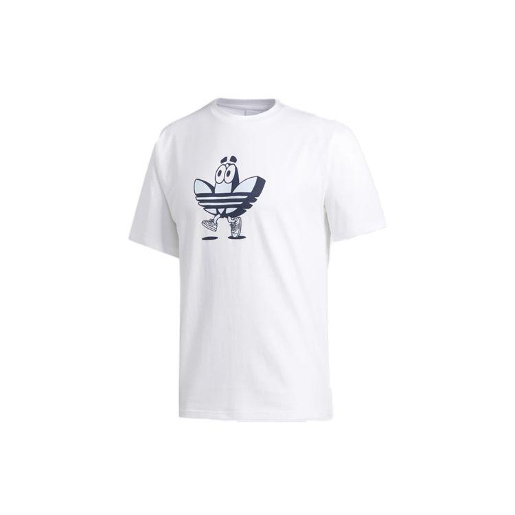 adidas Мужская футболка Originals Buddy с мультяшным трилистником, белая GJ2685