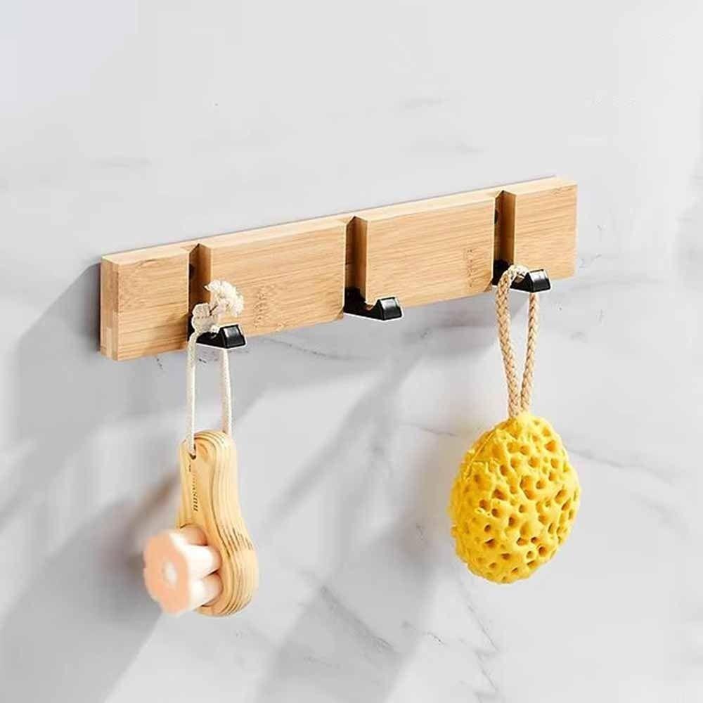 3/4/5 Hooks Bamboo Wall Mounted Hooks Creative Towel Rack Door Back Hook Rack Bedroom Organization