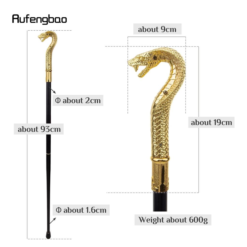 Golden Luxury Snake Handle Fashion Walking Stick for Party Decorative Walking Cane Elegant Crosier Knob Walking Stick 93cm