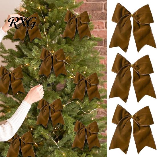 Staircase Hanging Bows 2Pcs Christmas Tree Bow Decors, Velvet Fabric Holiday Wreath Ornament Seasonal Home Accents for Home, Festive Garland