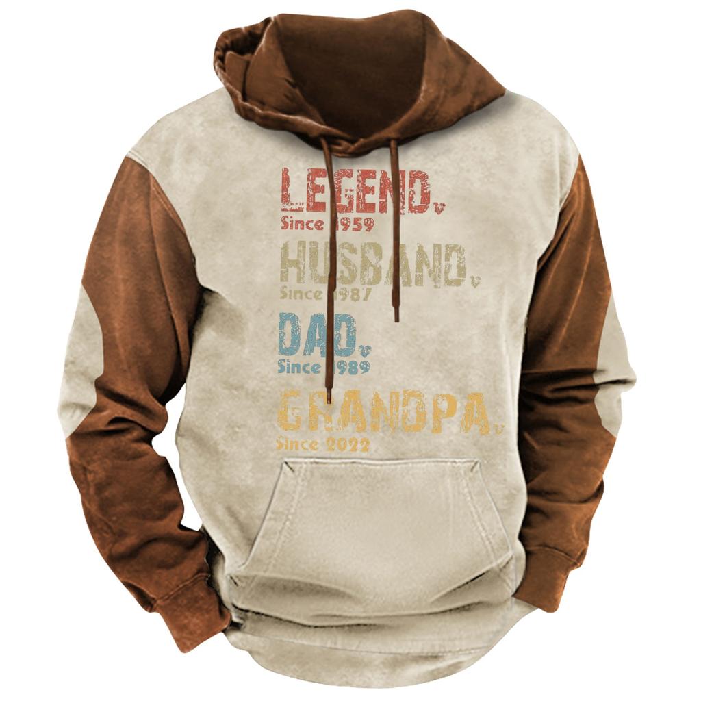 Мужской осенне-зимний свитер контрастного цвета с длинными рукавами и капюшоном, свободный пуловер с капюшоном