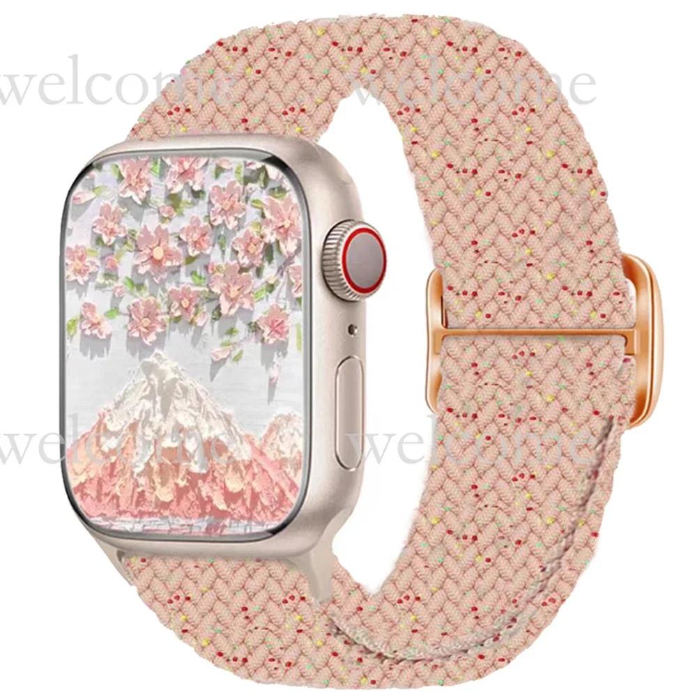 Плетеный ремешок Solo Loop для Apple Watch 10 Band 42 мм 46 мм 45 мм 44 мм 40 мм 9 8 7 6 5 4 SE 2 Регулируемый эластичный нейлоновый ремешок iWatch Ultra