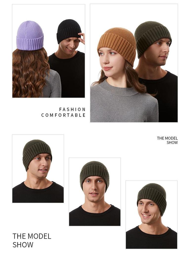 Unisex Korean Style Knit Beanie - Solid Color, Casual, Warm Autumn/Winter Hat