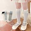 Girls Knee-High Socks Set Spring Summer Bow Lace Sock Sweet Princess Style Solid Color High Socks