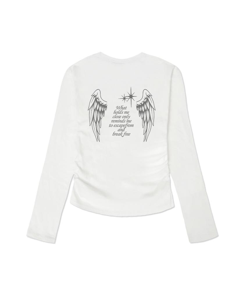 ESCAPEFROM Break Free Statement Print Slim Fit Shirred Long Sleeve [4 Colors]