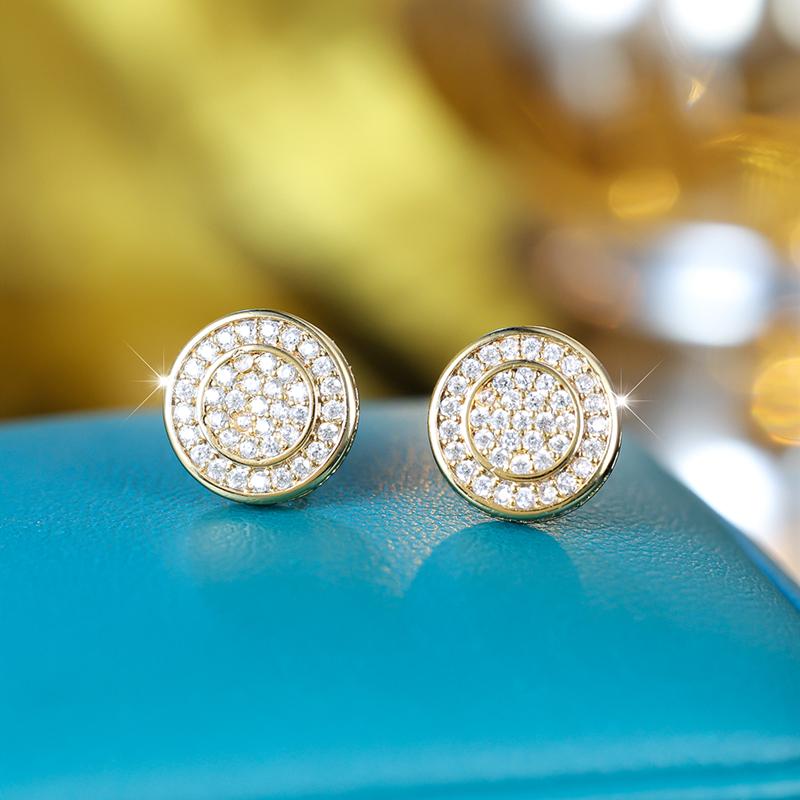 Роскошные круглые серьги-гвоздики золотого цвета, серьги-гвоздики в стиле хип-хоп для женщин и мужчин, подарок на годовщину свадьбы, ювелирные изделия