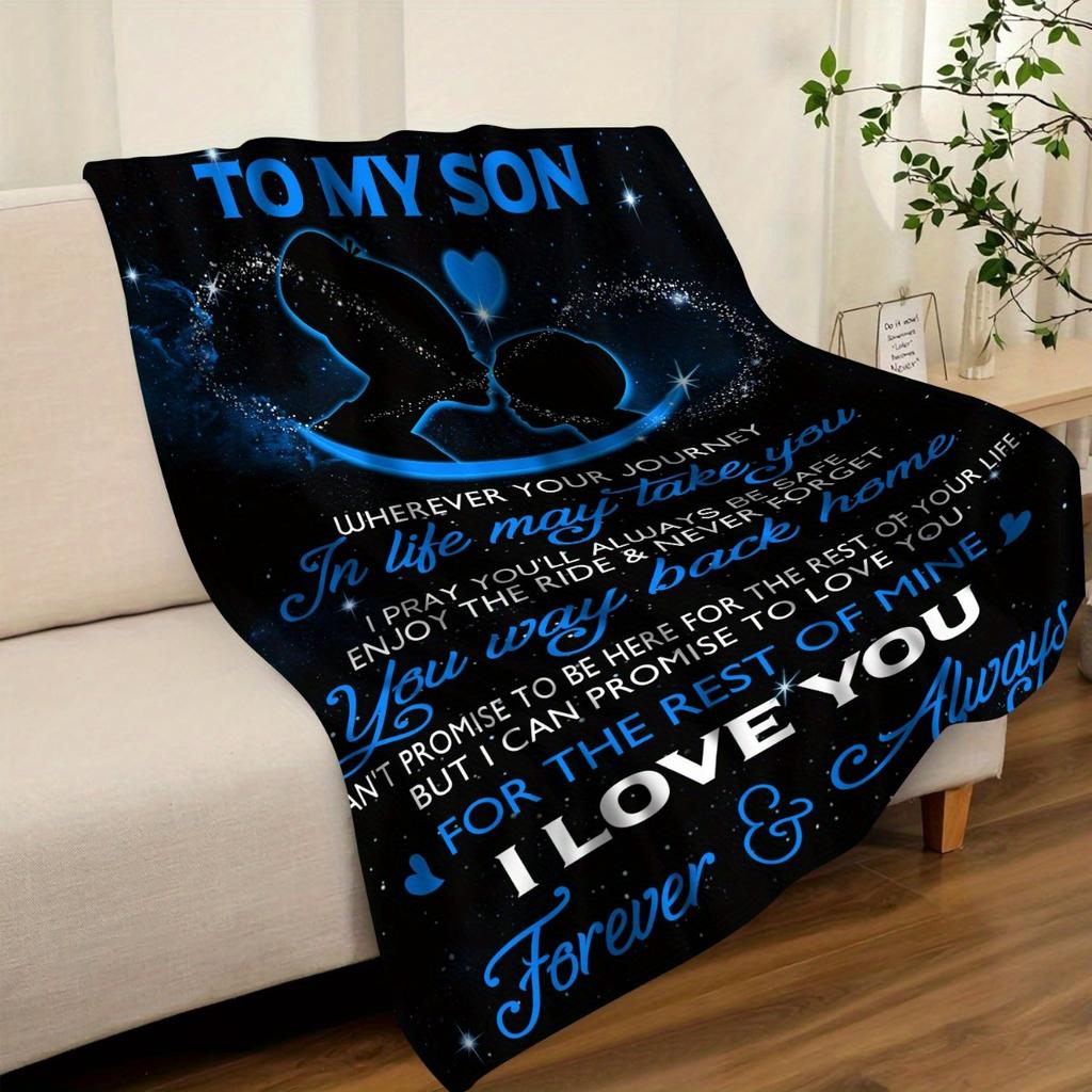 Mother to Son Flannel Blanket – Inspirational Starry Night Design – Heartfelt Gift Throw – Soft All-Season Comfort Keepsake