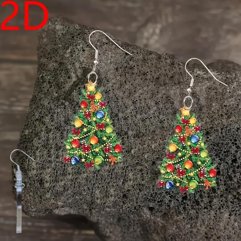 2D Flat Christmas Elegant and Charming Acrylic Pendant Earrings for Women, Lightweight Durable Design – Perfect Gift Versatile Jewelry for Daily Wear