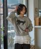 THE GREEN LAB Lovely Cat Crop Sweatshirt [Melange Gray]