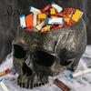 Retro Distressed Skull Decor Planter, Resin Head Flower Pot, Halloween Candy Bowl, Spooky Unique Gothic Gifts Decoration for Tabletop Home Bar Office