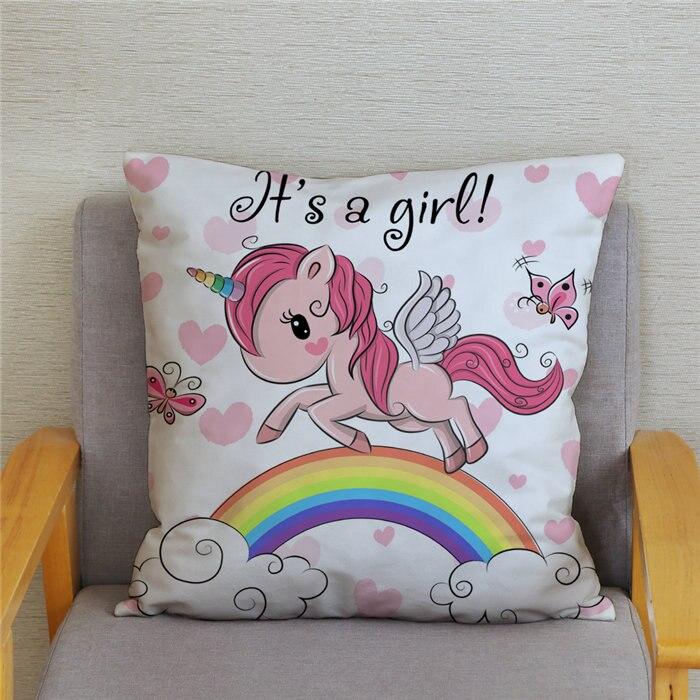 45*45 квадратная наволочка для домашнего декора, наволочка, наволочка с милым мультяшным принтом единорога, наволочка