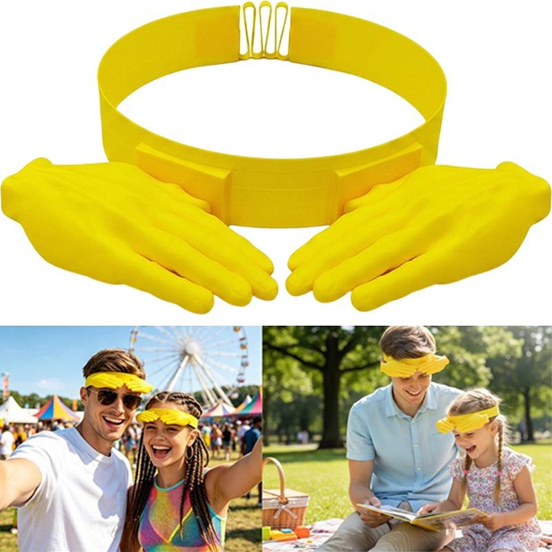 2026 Yellow Two Plam Hands-Free Sun Visor Headband Summer Caps Outdoor 3D Printed Plastic Creative Sun Hat Party Decoration Hat