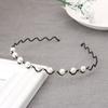 Rhinestone Wedding Jewelry for Women Headwear Black Silver Metal Pearl Crystal Wave Hairband