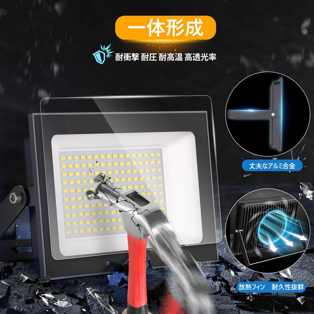 Светодиодный прожектор MEIKEE 200 Вт, рабочий свет 20000 лм 6500 К, ультратонкий, IP66, дневной свет, высокая яркость, строительный светодиодный светильник для внутреннего и наружного использования