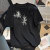 Женская летняя свободная футболка большого размера с коротким рукавом, вышивкой бамбуком и пуговицей-лягушкой