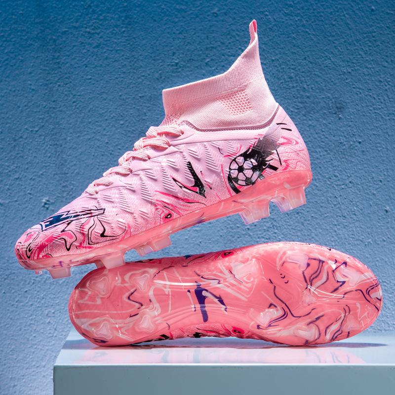 High-top football shoes men's and women's long nails TF broken nails artificial grass training shoes youth sports shoes