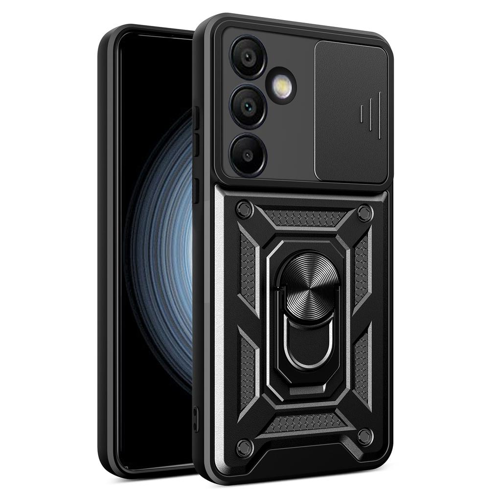 AMORUS Чехол для Samsung Galaxy S24 FE с подставкой, PC+TPU, чехол для телефона со сдвижной шторкой для камеры