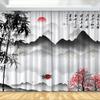 Индивидуальный национальный стиль Zen Ink Bamboo Shade Print Плотные шторы на крючках, не выцветающие, для спальни, гостиной, от пола до потолка, 2 шт.