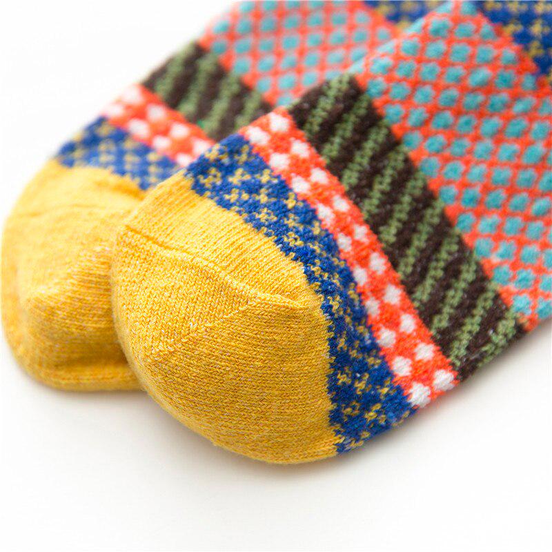 Thicken Women Socks Retro Style Cotton & Woolen Warm Socks Comfortable Soft Yellow Pink Winter Sock