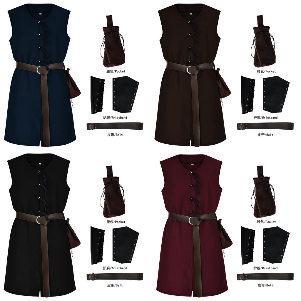 Halloween Vintage Pirate Vest With Renaissance Design For Cosplay Parties