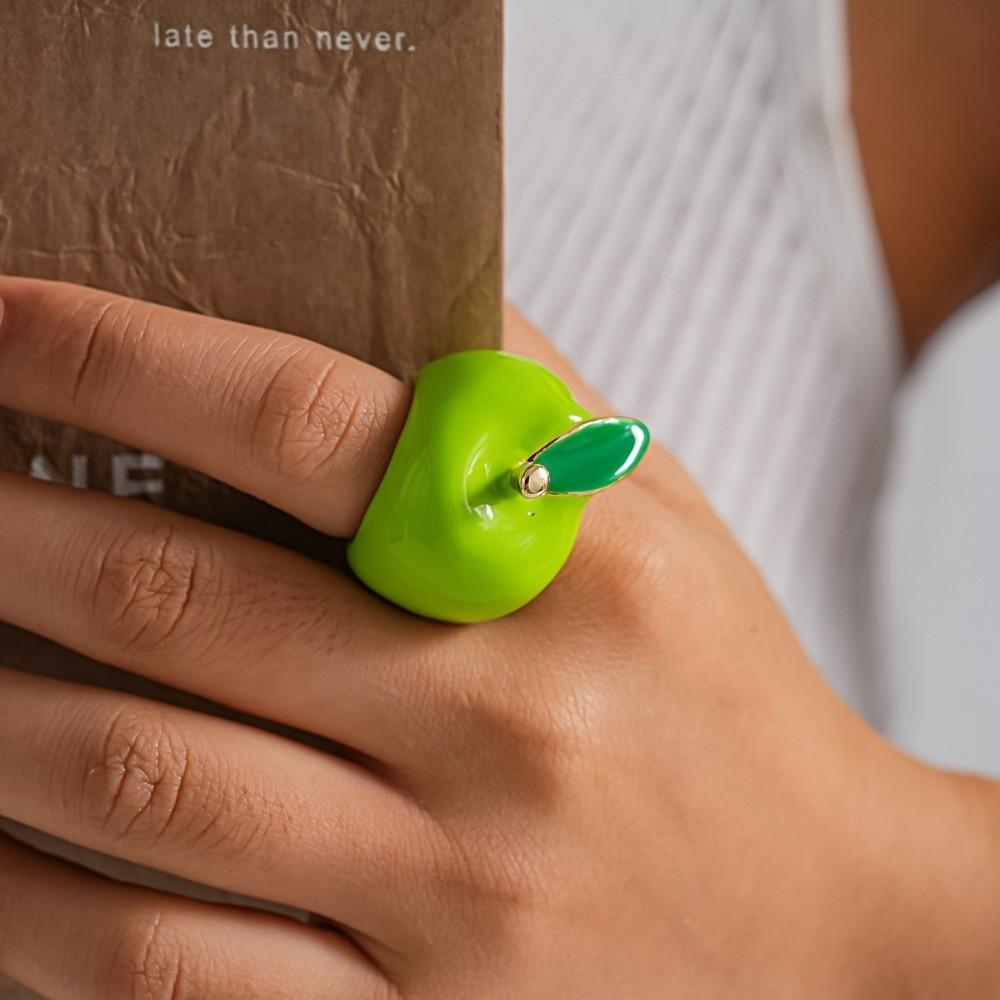 Colorful Geometric Fruit Ring Metal Vintage Ring Elegant Enamel Fruit Ring Jewelry Accessories