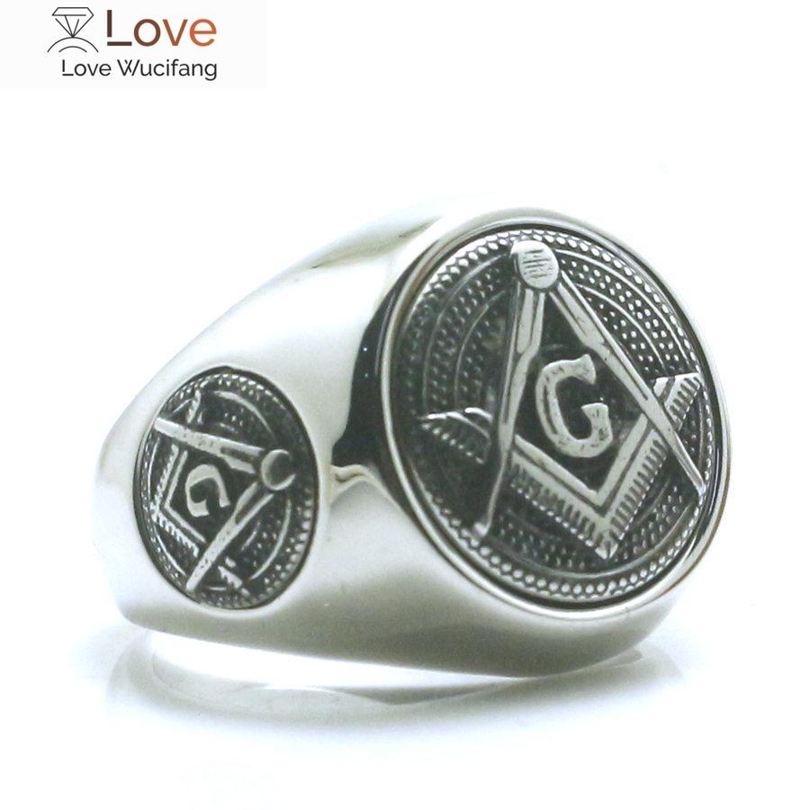 Размер 7 - 15 Мужские Мальчики 316l Нержавеющая сталь Круто Новейшие 3 Логотипа Freemasons Персональный Дизайн Круто Кольцо
