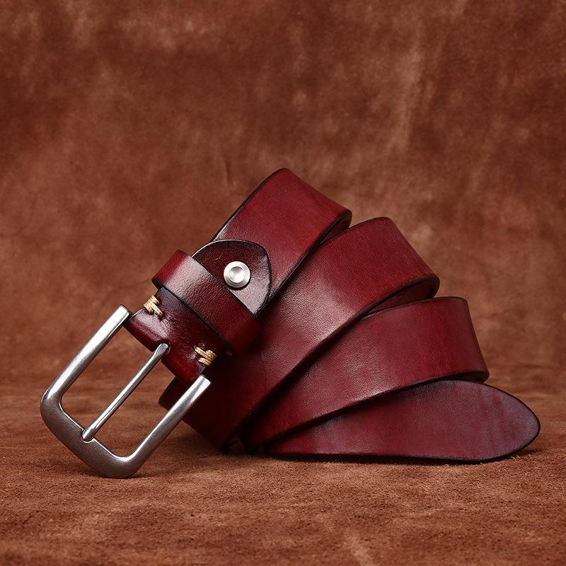 Редкий Утолщенный Сверхтолстый Пояс из Коровьей Кожи Первого Слоя Мужской Натуральная Кожа Пряжка из Нержавеющей Стали Стирка Ретро Простой Повседневный Пояс