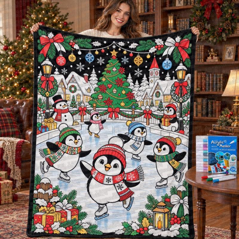 Santa Claus Coloring Flannel Blanket 2026 All Season Office Nap Soft