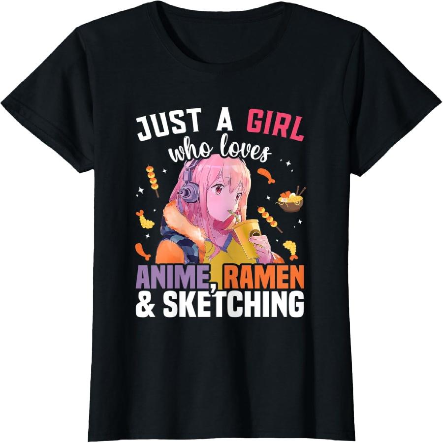 Unisex T-shirt Just A Girl Who Loves Anime Ramen And Sketching Drawing T-Shirt