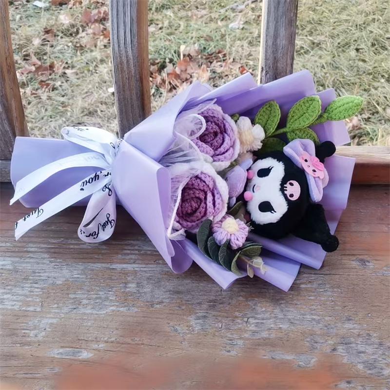 Handmade Crochet Plush Bouquet Cute Character Rose Gift For Valentine's Day Christmas Birthday Holiday