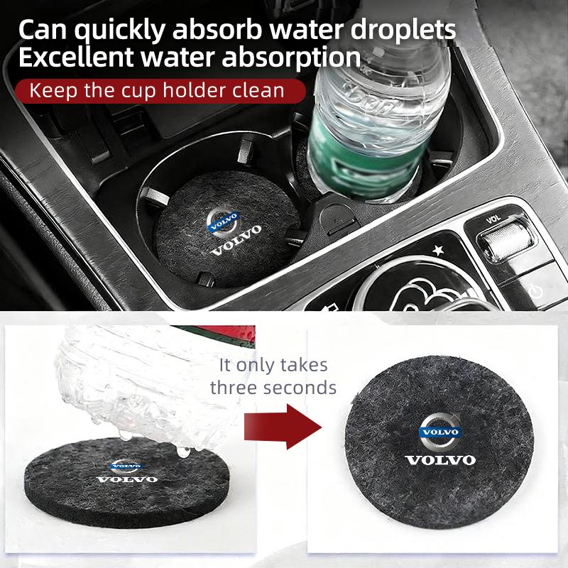 cujgl8 2PCS Car Felt Material Coasters Water Cup Holder Mat Trimmmable For Volvo AWD C30 C70 S60 S80 V60 V70 V90 XC40 XC60 XC70 XC90