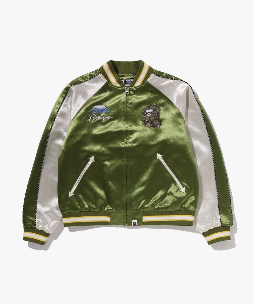 Bape Японская художественная куртка-сувенир (M) Оливково-серый