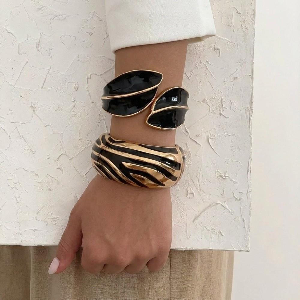 Gold Plated Color Enamel Cuff Bracelet Irregular Design Statement Jewelry Bracelet for Women