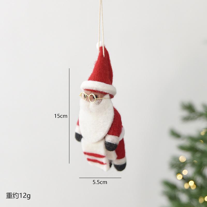Ins Style Felt Reindeer Santa Ornaments, Cute Wool Felt Christmas Hanging Decorations, Tree Decor, Holiday Party Ornament Set
