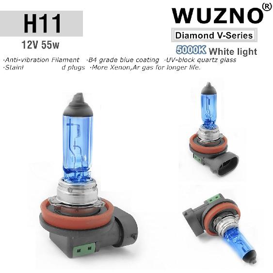 H11 Halogen Headlight Bulb/Fog Light 12V 55W White 5000K High/Low Beam 64211 12362 Car Light Bulb Automotive Headlamp Super Bright