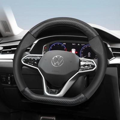 LCT4 Автомобильная пепельница Подходит для Volkswagen Дышащая кожа Матовая текстура углеродного волокна Чехол на руль Подходит для Polo Golf 5