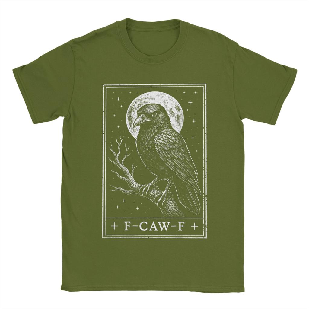 Oversized T Shirt F-CAW-F Crow Tarot Card Funny Halloween Cotton T Shirts  Trending Tee Shirt Summer Print Short Sleeve Tees