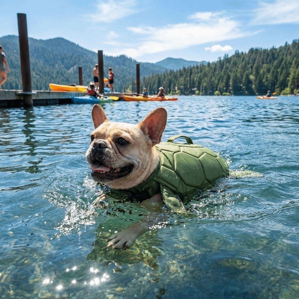 Cute Turtle Shape Pet Life Jacket Adjustable Portable Handle Dog Safety Vest Reflective Life Preserver Dog Surfing Clothes