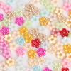 100pcs Mixed Color Flower Flatback Cabochon Imitation 7mm/9mm Plastic ABS Pearl Beads DIY Craft Making Clothes Decoration