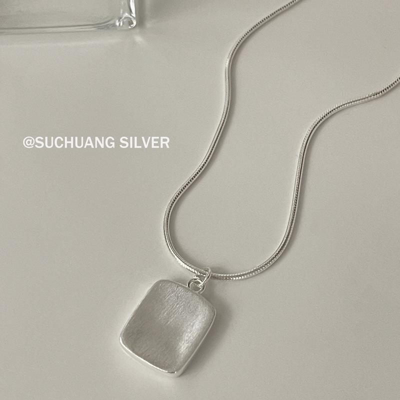 Серебряная цепочка S925 "Костяная змея" квадратная матовая - Корейский стиль, Многослойная, Простая цепочка на ключицы для девушек