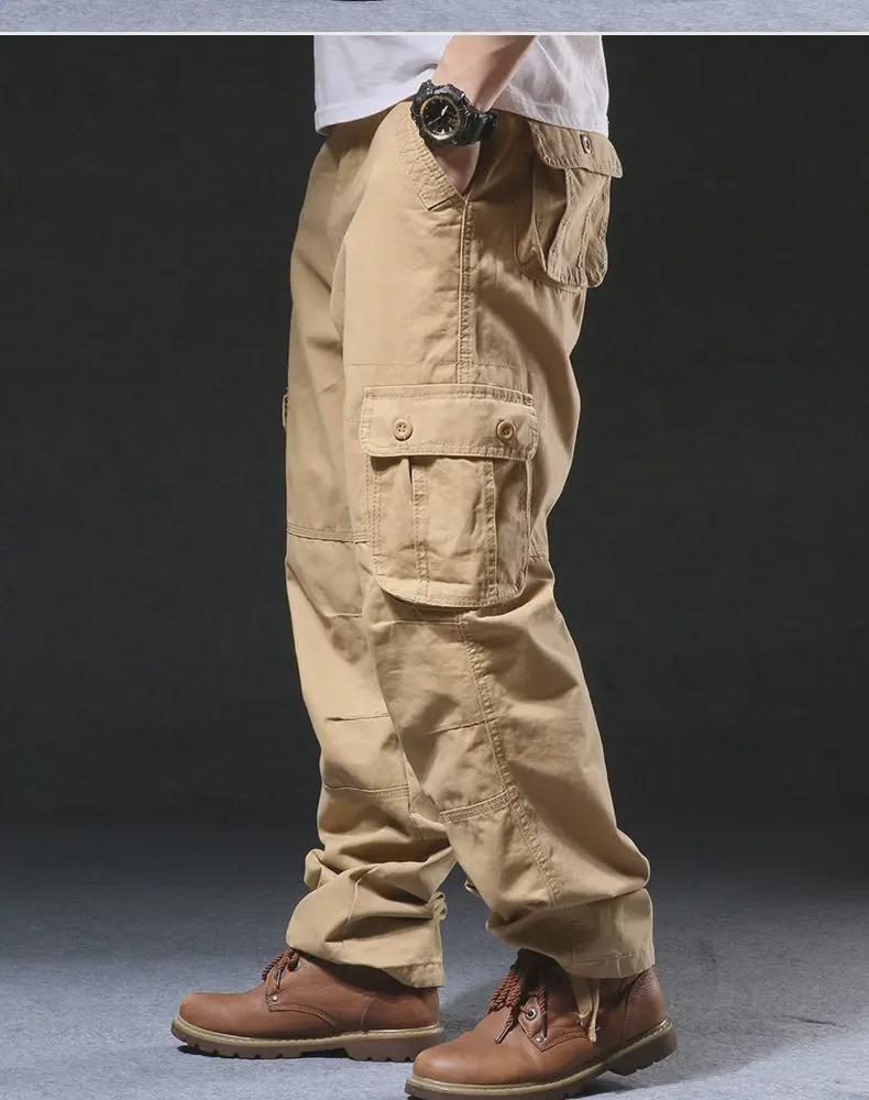 Men's Loose-Fit Cotton Overalls with Multiple Pockets - Spring/Autumn Style, Plus Sizes Available