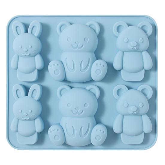 Форма для шоколада ручной работы, многоразовая полезная форма для выпечки желе с мультяшным медведем и кроликом