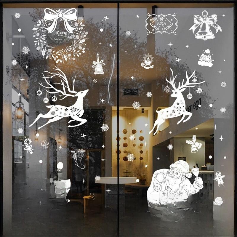 Window Sticker Christmas With Snowflake And Reindeer Pvc Material Festive For
