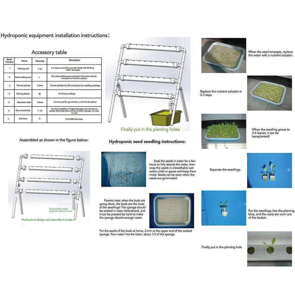 36 посадочных мест Садовое растение Овощная посадка Гроубокс Система глубоководной культуры 4 слоя Горизонтальный гидропонный набор для выращивания